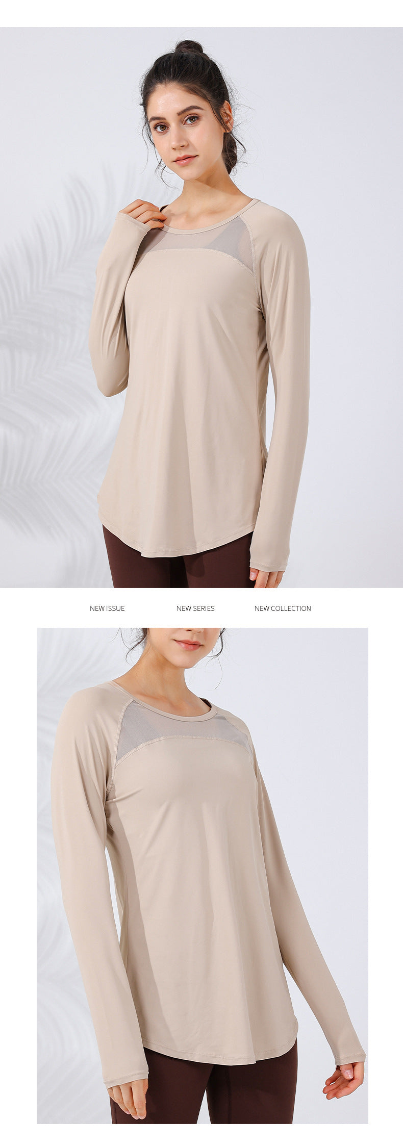 2023.09 The new mesh mesh breathable, moisture-absorbing and sweat-wicking yoga long-sleeved women's waist-covering buttocks look thin and tall long-arc swing yoga clothes