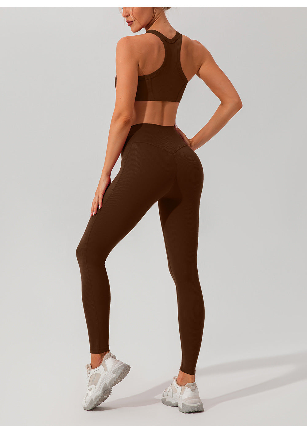 2023.08 autumn quick-drying threaded yoga suit suit sports beautiful back fitness suit buttocks sexy tight yoga suit for women