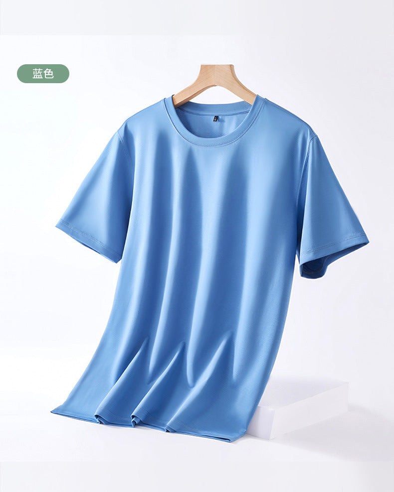 Linen short-sleeved t-shirt men's spring and summer thin section solid color round neck top 2023 casual all-match linen cotton bottoming shirt