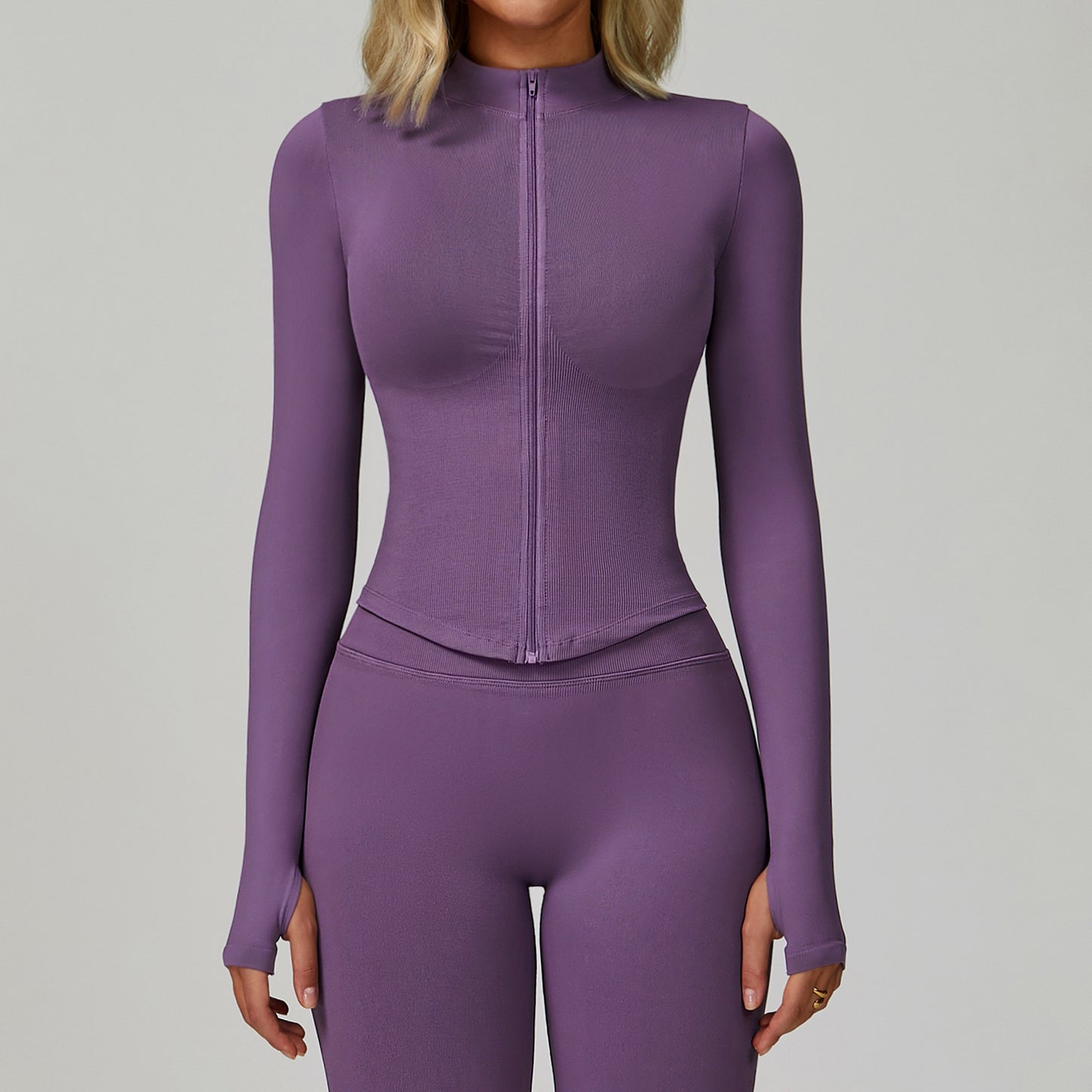 07/2024 Stand collar zipper long sleeve yoga jacket women tight quick-drying yoga clothing outdoor fitness sports tops 7725