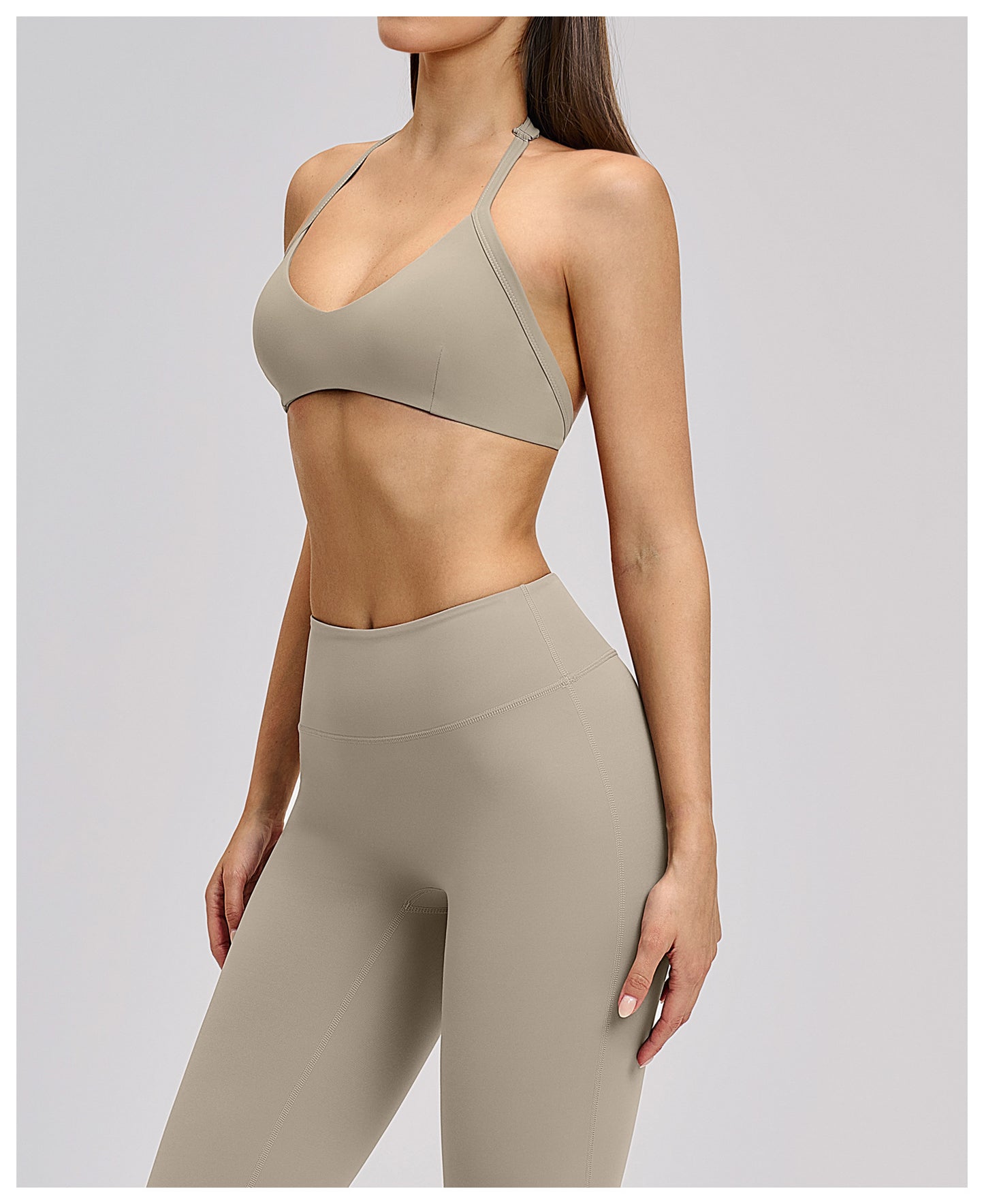02/2026 Brushed halter neck sports bra with open back, yoga underwear, sports running fitness bra 4201