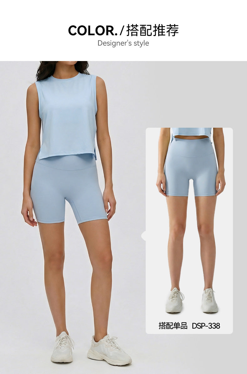 03/2026 fouregg Sleeveless yoga vest for women, cropped, loose-fitting, lightweight, breathable, casual yoga wear.