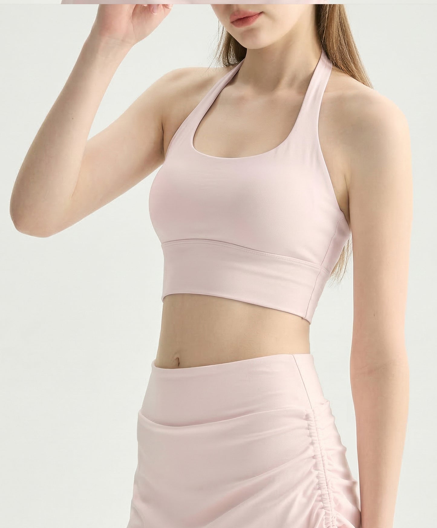 03/2026 Halter neck fitness vest yoga sports bra twisted backless fitness sports bra with fixed cups