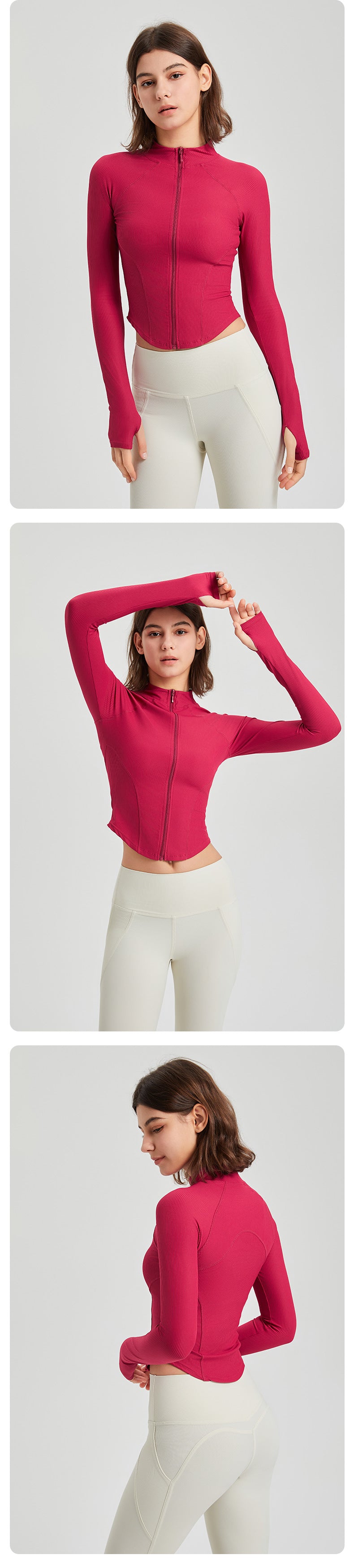 2023.08 Shaping yoga clothing women's casual jacket long-sleeved zipper hooded running skin-friendly sports fitness top