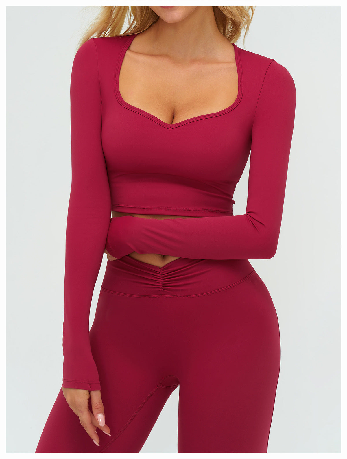 12/2025 Autumn/Winter Cross-Border Brushed Long-Sleeved Yoga Wear, Outdoor Running Fitness Wear, Casual Sports Top 9313