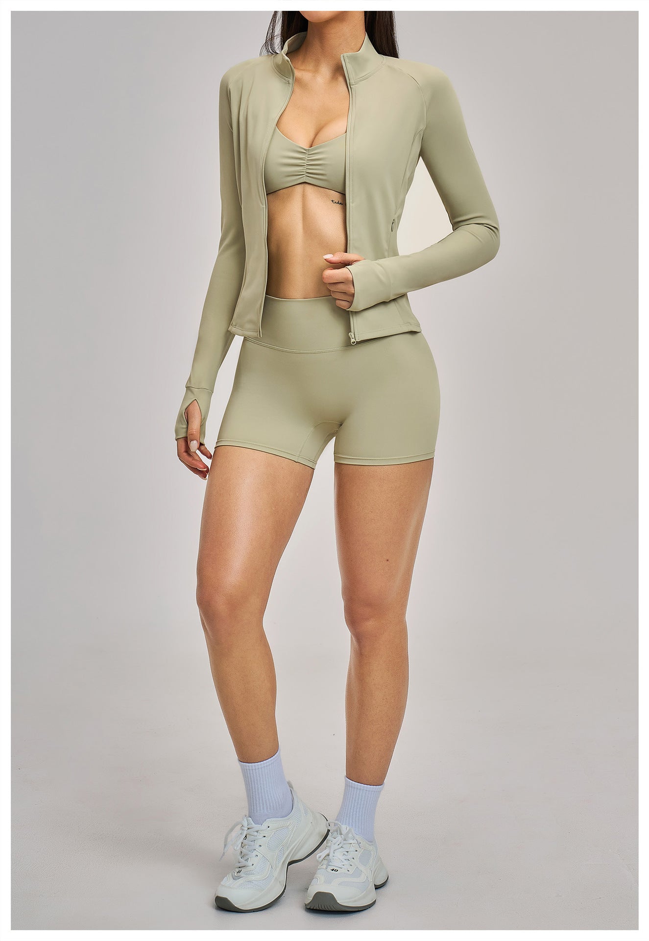 03/2026 Spring Yoga Set Casual Fitness Suit Women's Outdoor Running Sports Three-Piece Set 4510