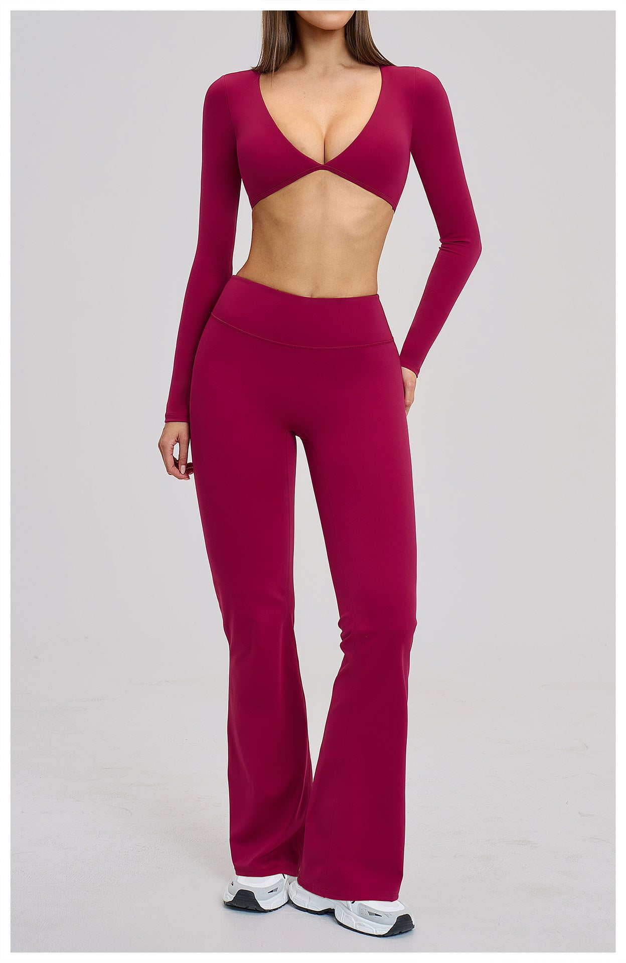 03/2026 Brushed Micro-flare Yoga Set, European and American Style Sports Running Fitness Set, Halter Neck Yoga Suit 4201
