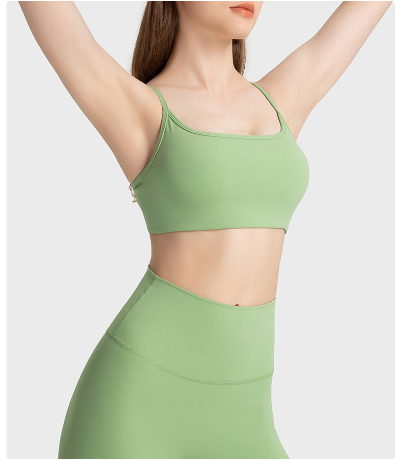 02/2023 updated thin strap cross hollow beautiful back sports bra bra low intensity yoga Pilates sports underwear