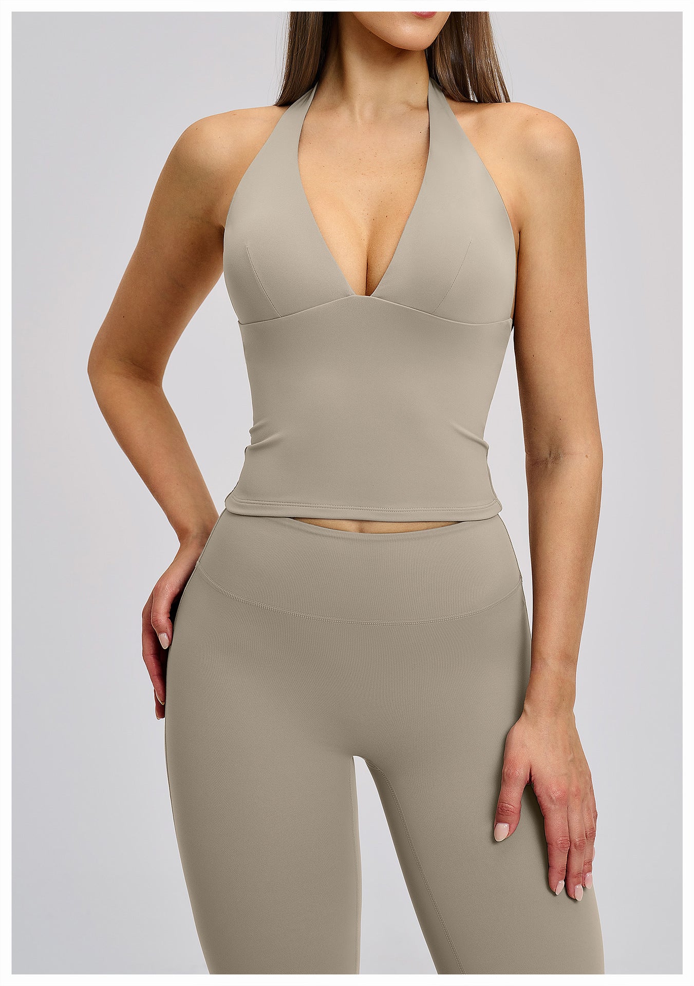 03/2026 V-neck European and American style yoga vest with padded chest, high elasticity, hollow design, outdoor beautiful back, fitness sports vest for women, 4201