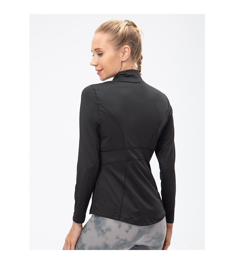 09/2025 Veste de sport à fermeture éclair et manches longues pour femme Automne/Hiver, Tenue de yoga de fitness ajustée, Haut de course élastique à séchage rapide 12613