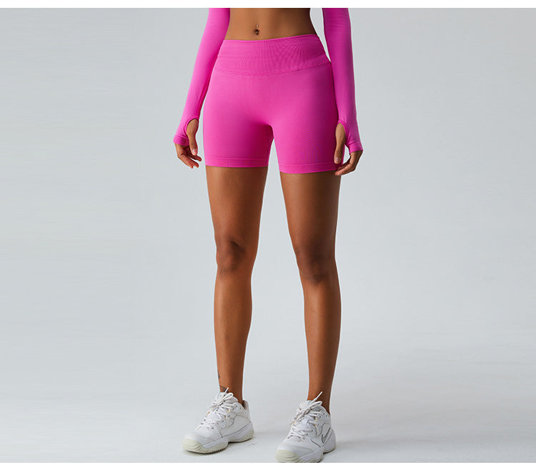 2023.09 Yoga shorts Women's V-waist peach butt lift seamless fitness pants wear tight abdominal compression sports shorts