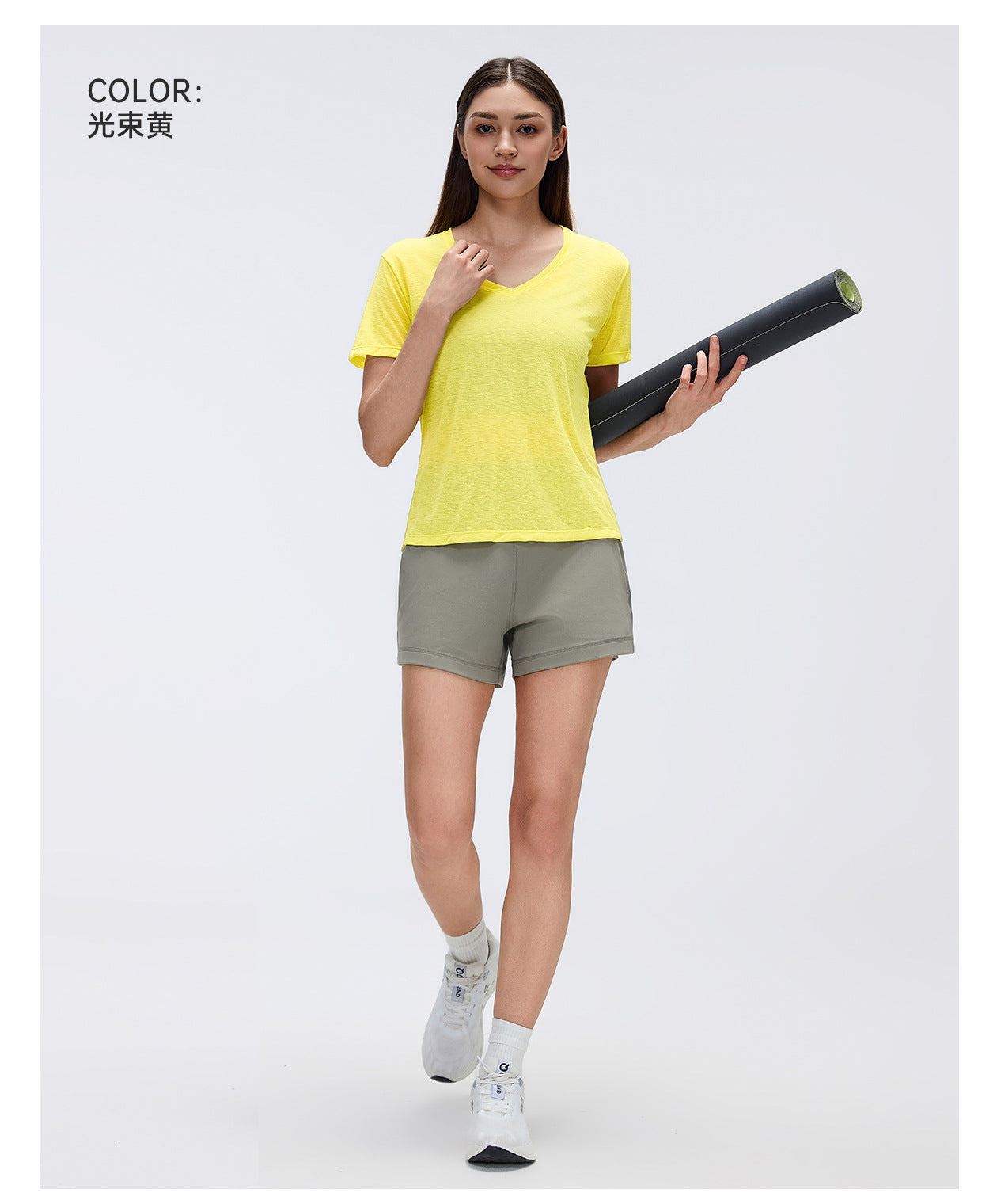 02/2026 Thin, quick-drying yoga cover-up, women's slub yarn loose-fitting breathable fitness sports short-sleeved T-shirt, summer style, D26098