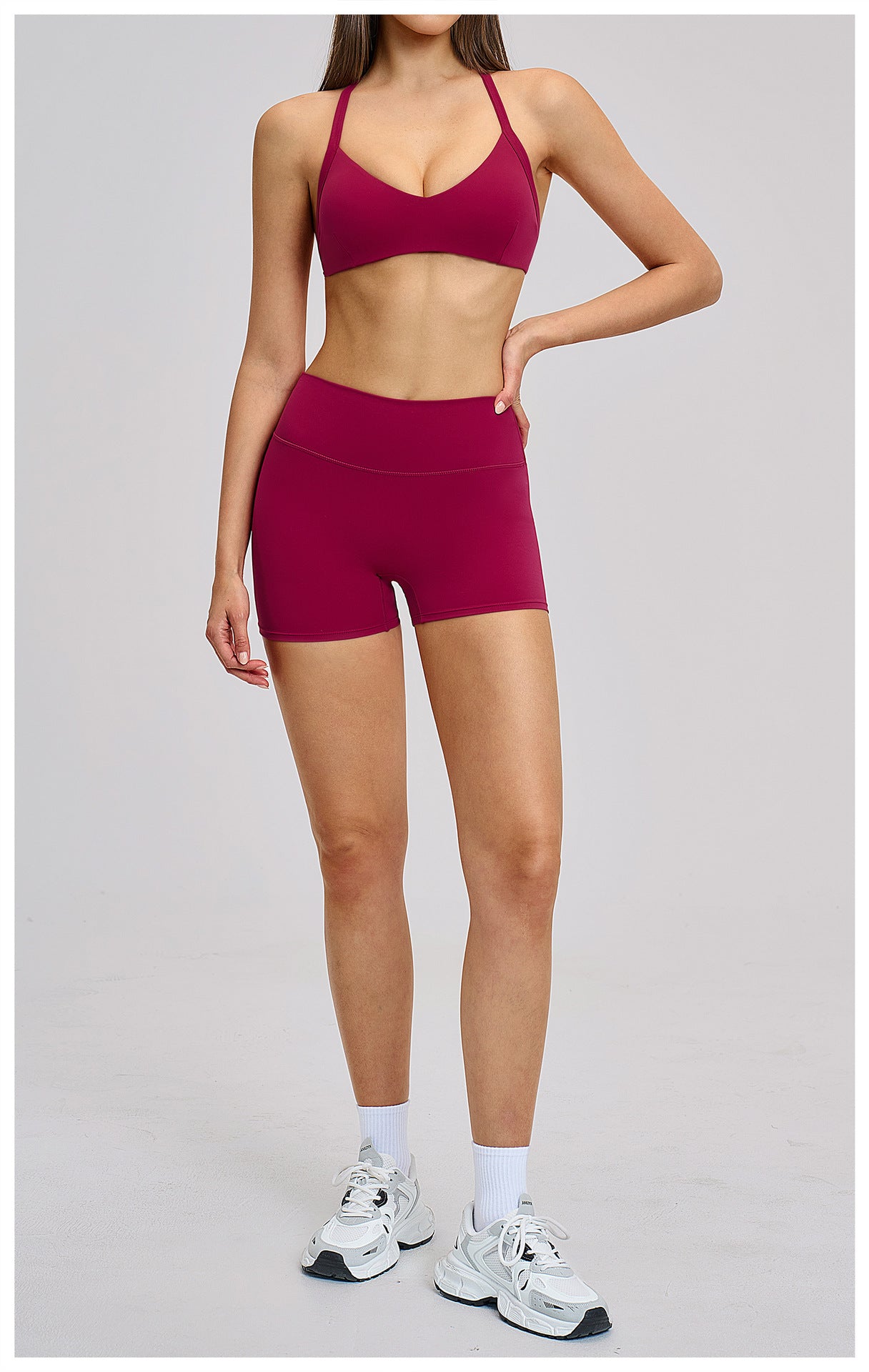 03/2026 Brushed Fleece Sports Yoga Set with Hollow Neck and Beautiful Back - Sports Running Fitness Set 4201