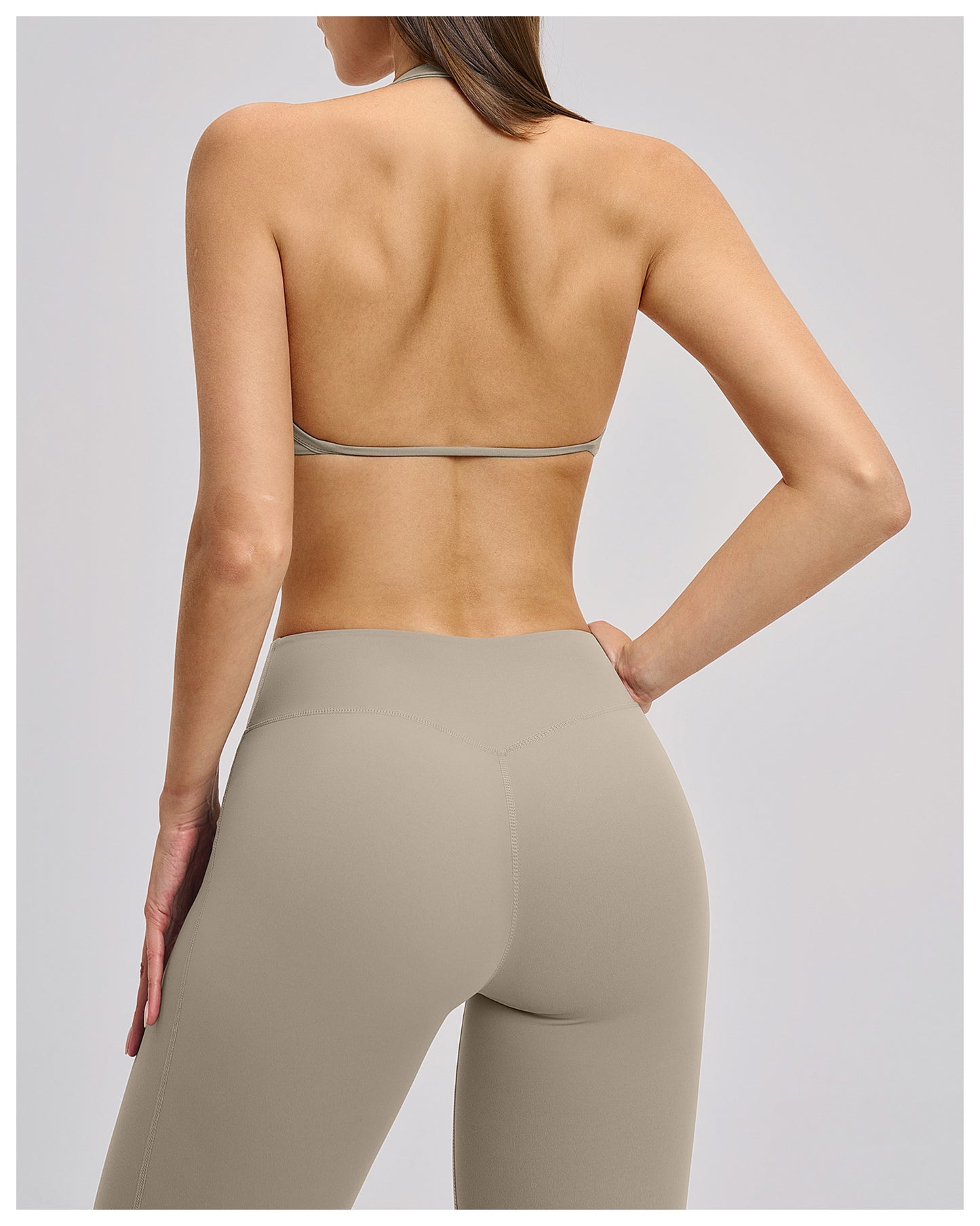 02/2026 Brushed halter neck sports bra with open back, yoga underwear, sports running fitness bra 4201