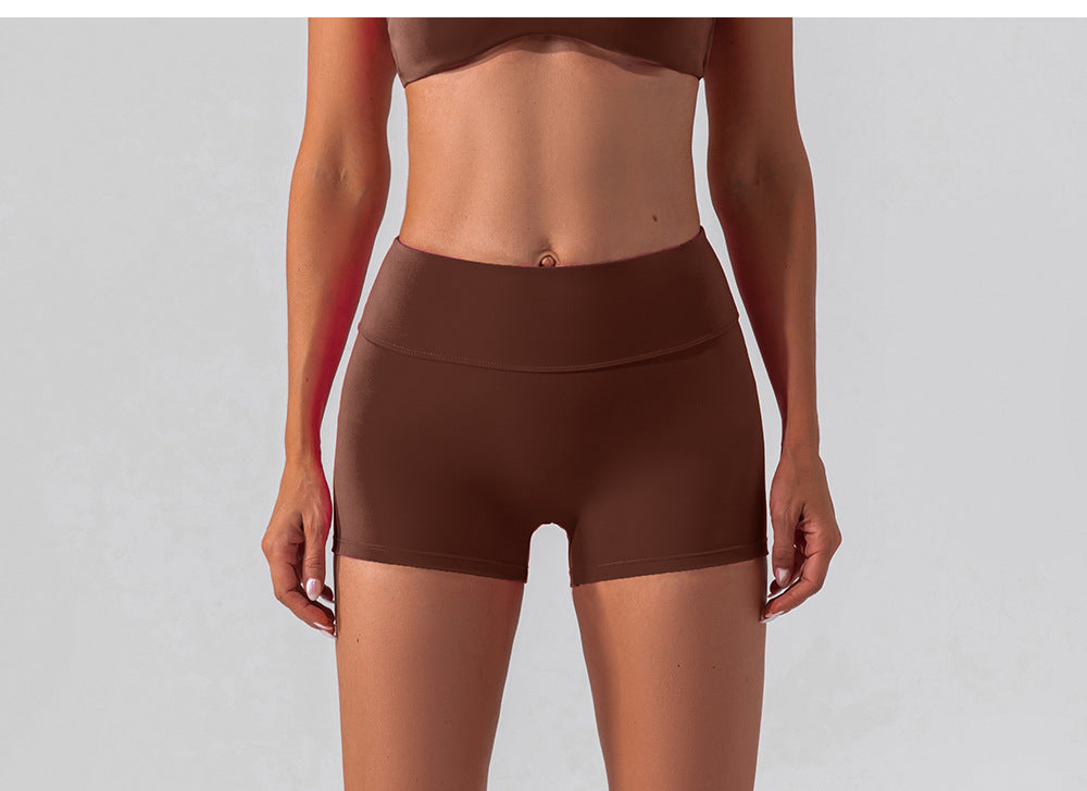 Women Shorts high-waist fitness shorts without embarrassing lines double-sided brushed yoga pants women's hip-lifting tight sports shorts