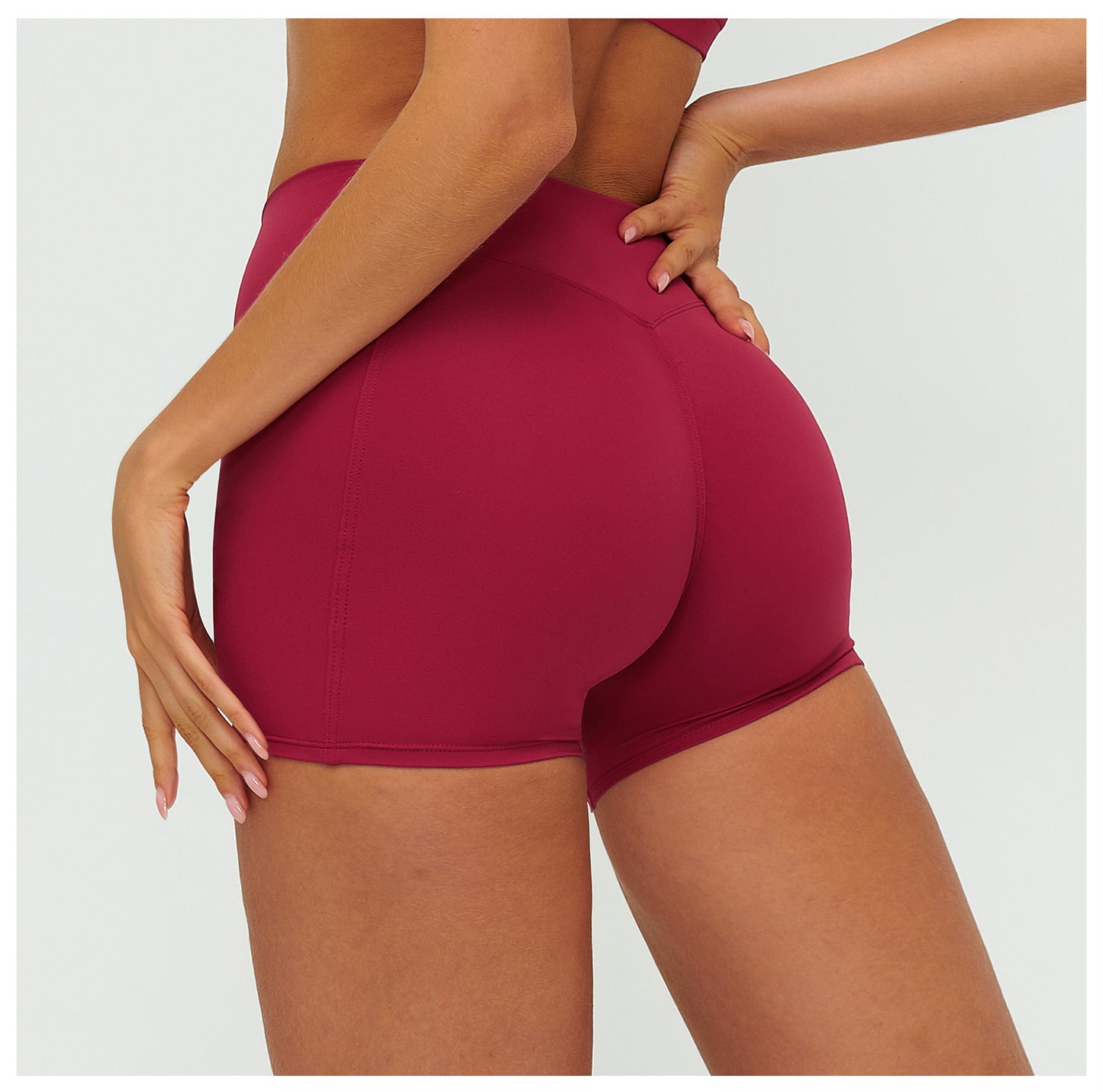 12/2025 Women's high-waisted, brushed yoga shorts with pleats and hip-lifting design, perfect for outdoor running and sports (style number 9313).