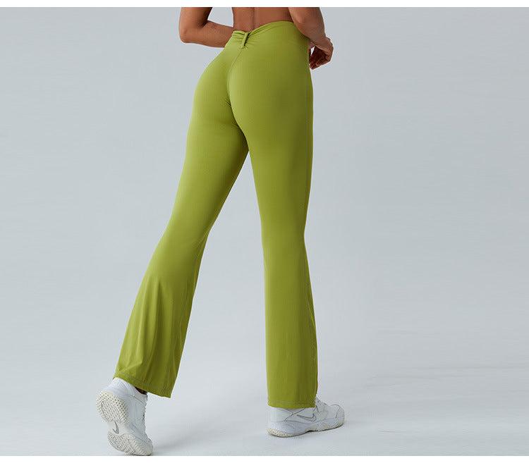 2023.08 Autumn new naked sense of lean speaker yoga pants women micro stretch wide leg pants high waist lift hip outdoor sports fitness pants