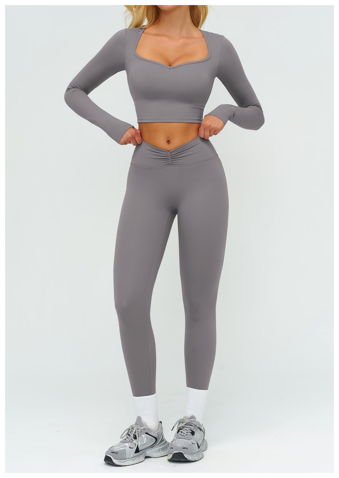 12/2025 Pantalones largos de yoga, cepillados, de cintura alta, fruncidos, ajustados, para deportes al aire libre, correr, fitness, 9313