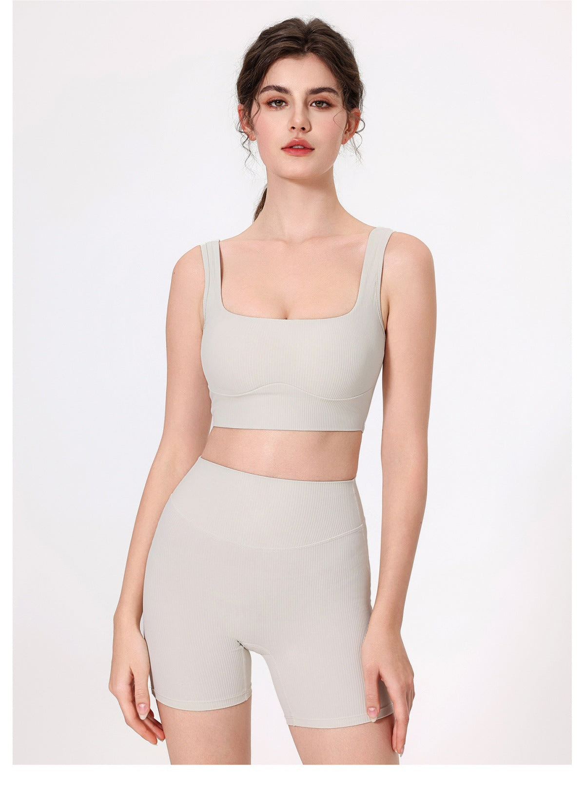 12/2025 Wide-strap athletic underwear with back support, push-up design, and side boob reduction.