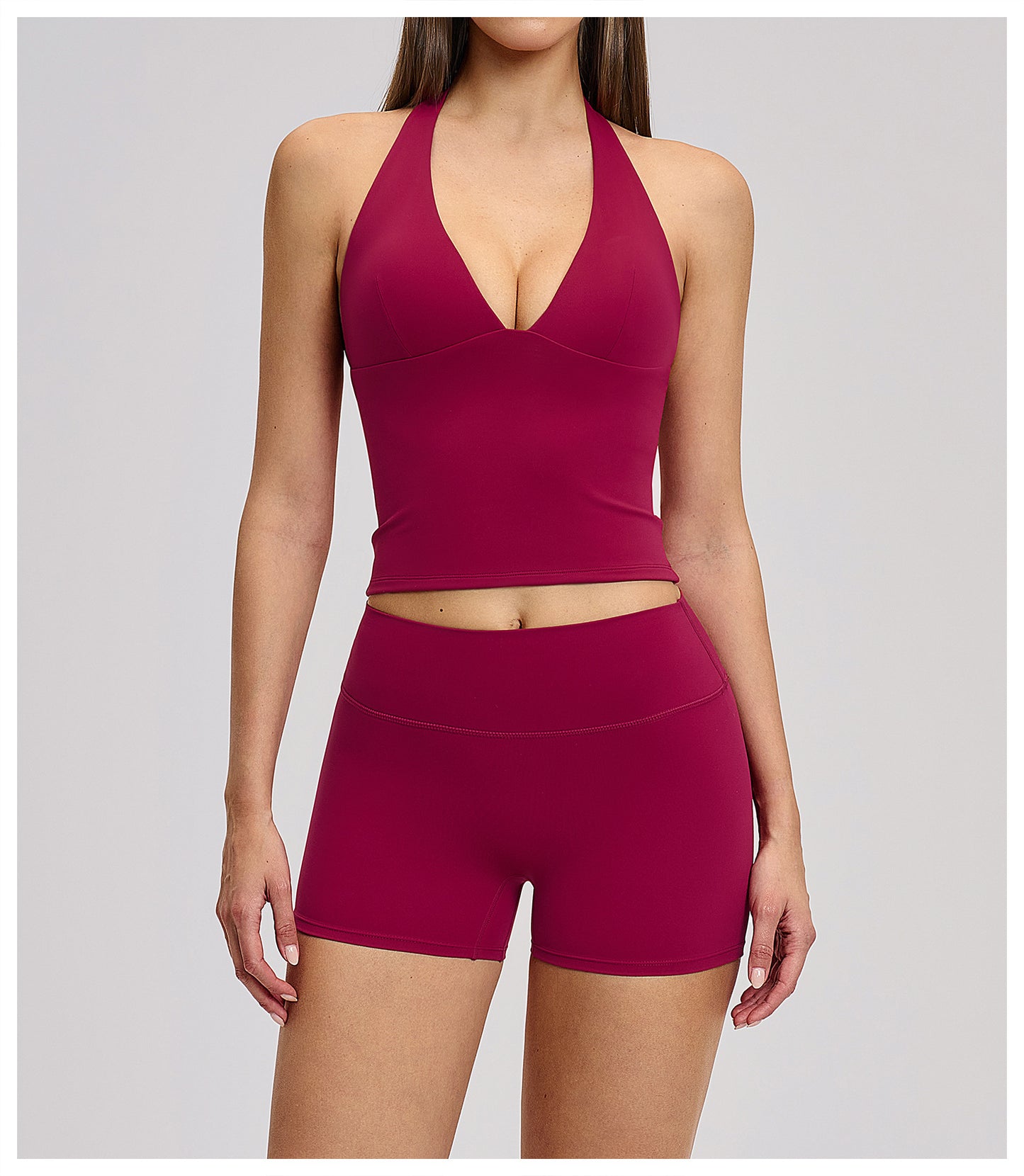 03/2026 Brushed Micro-flare Yoga Set, European and American Style Sports Running Fitness Set, Halter Neck Yoga Suit 4201