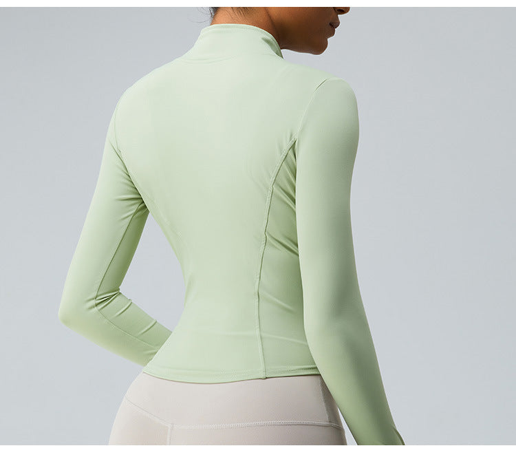 2023.09 Autumn new cloud sense zipper yoga coat female slimming long sleeve fitness coat quick drying sports coat