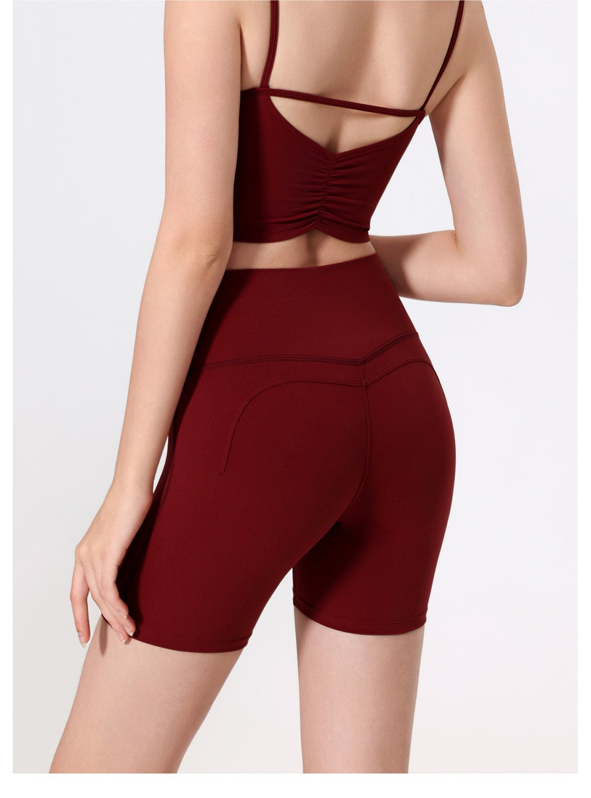 12/2025 fouregg Cloud-Feel Yoga Shorts Peach Lift High-Waisted Gym Biker Shorts YDK3137