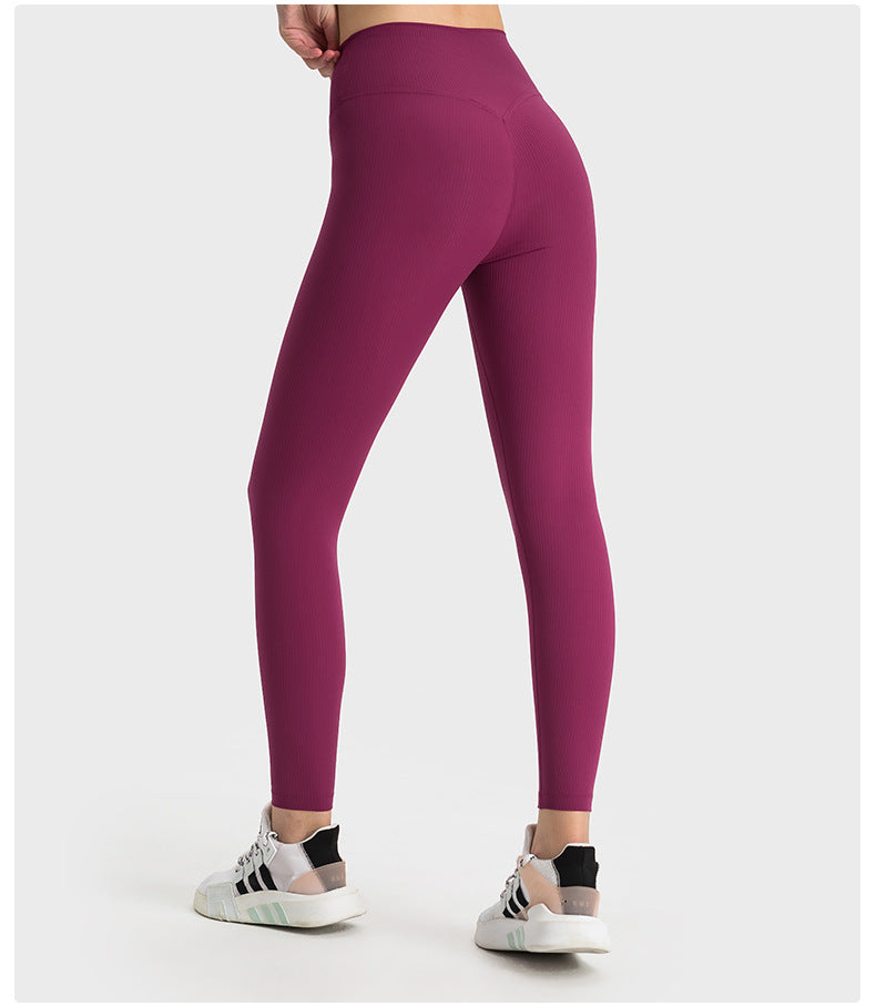 SPR pumped strip ribbed without embarrassing line high waist hip-lifting yoga pants for women wearing belly-holding fitness sports nine-point pants