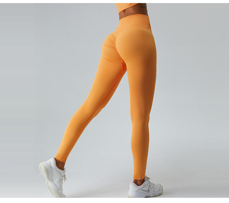 2023.09 High waist cross abdominal yoga pants women seamless hip lift peach pants outdoor sports quick dry running fitness pants