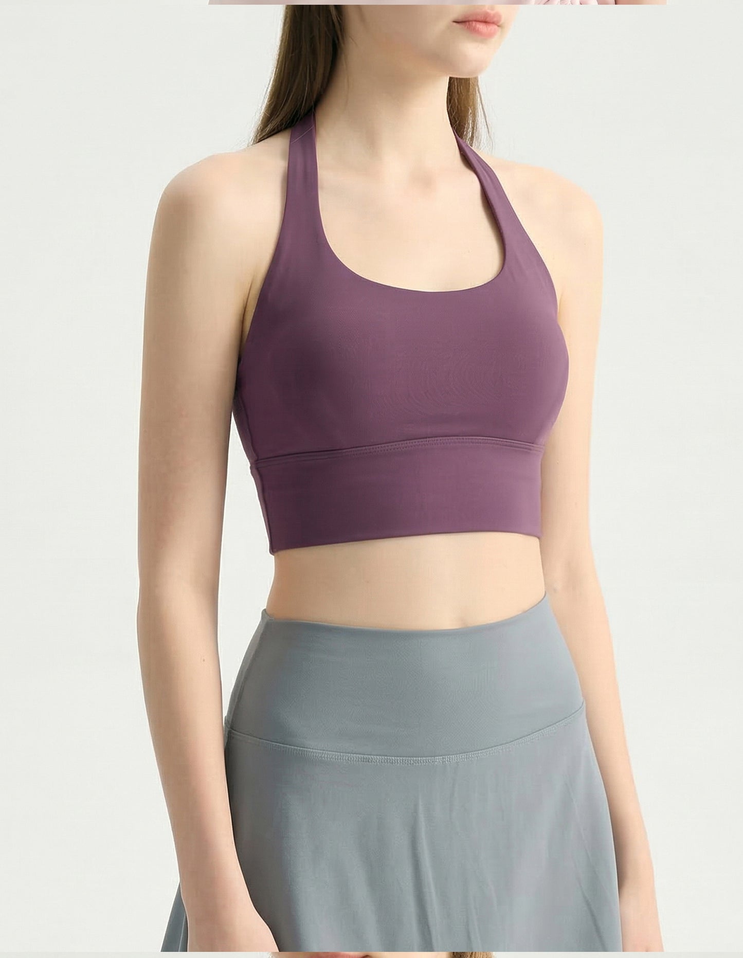 03/2026 Halter neck fitness vest yoga sports bra twisted backless fitness sports bra with fixed cups