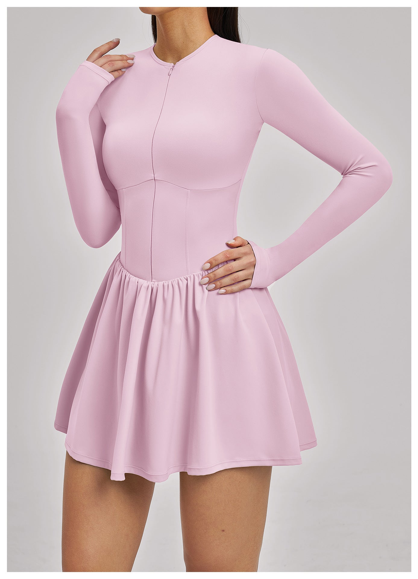 03/2026  Falda de tenis FOUREGG de imitación de dos piezas al por mayor, capa base, falda con bolsillo anticomprometida para fitness, vestido deportivo 9577