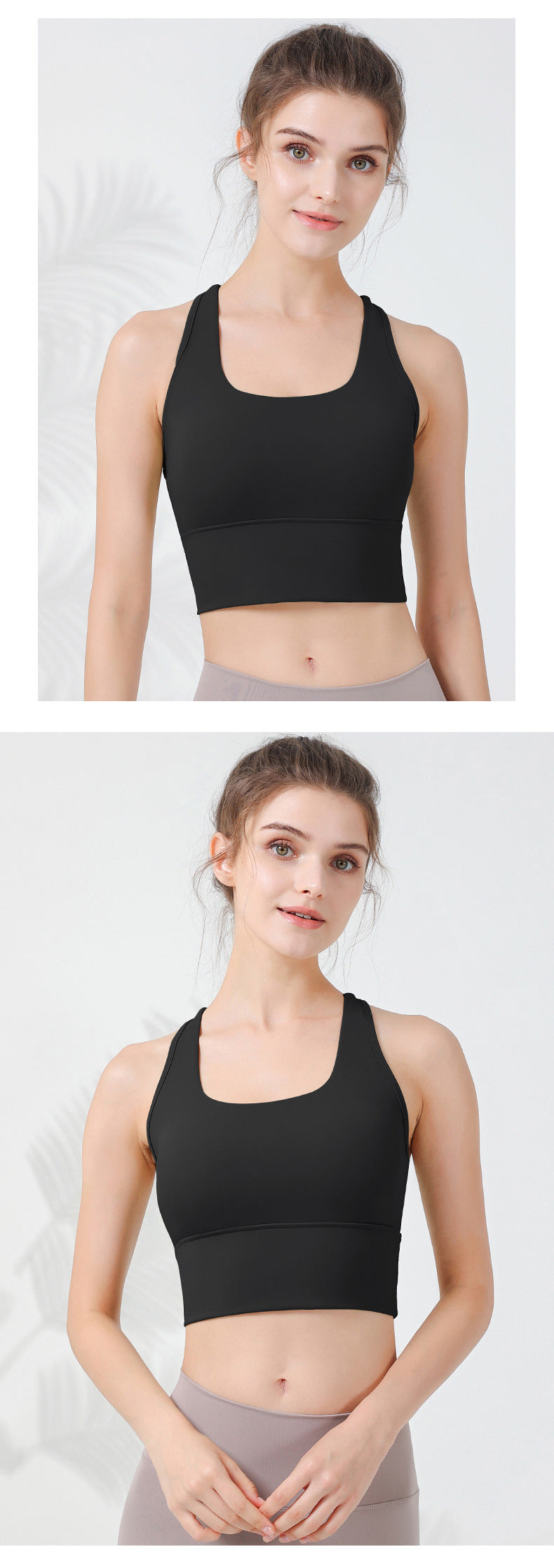 2023.08 High-strength widened shoulder strap shockproof underwear women's one-piece chest pad I-shaped beautiful back sports fitness yoga vest