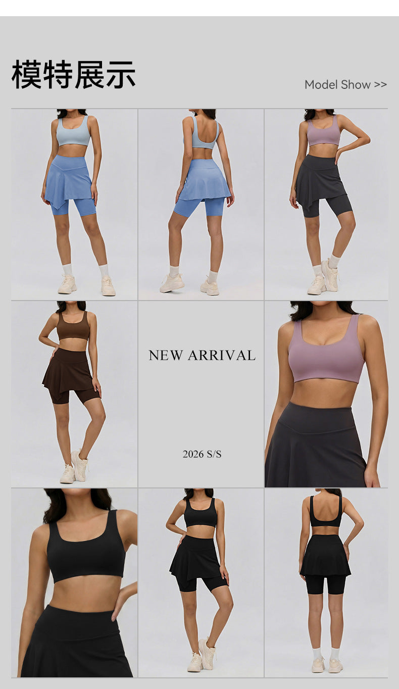 03/2026 European and American style sports bra for women with detachable breast pads, yoga bra, sexy U-neck, beautiful back, wearable as outerwear, fitness vest.