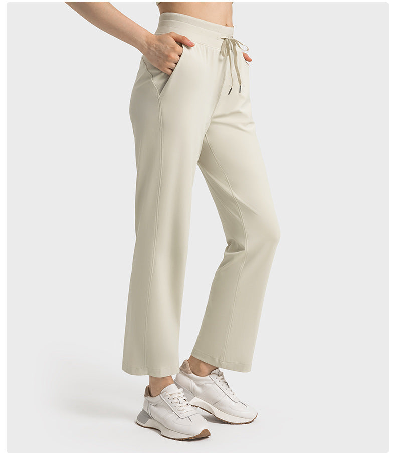 Hyosung Spandex Straight Casual All-match Sports Trousers Women's High Waist Abdominal Training Fitness Yoga Pants