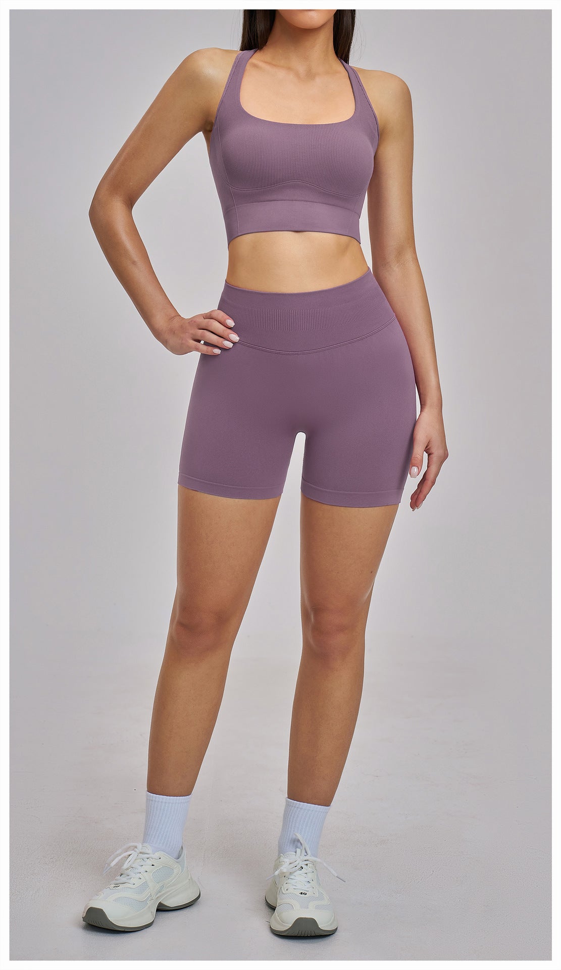 03/2026 Racerback Fitted Yoga Set, Seamless Fitness Wear, High-Elastic Running Sports Set for Women, 5518