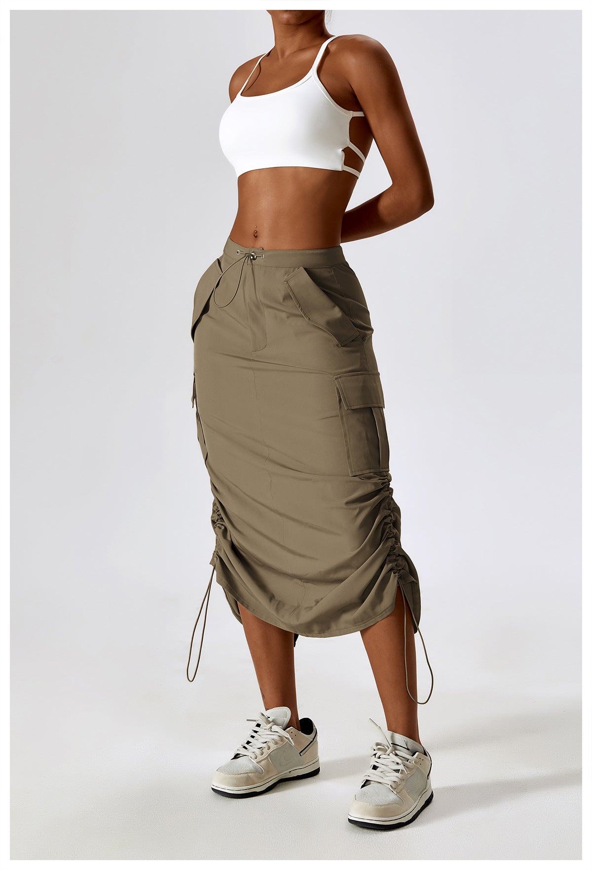 23.07 retro tooling skirt waist sports casual skirt mid-length all-match tooling pocket skirt 8336