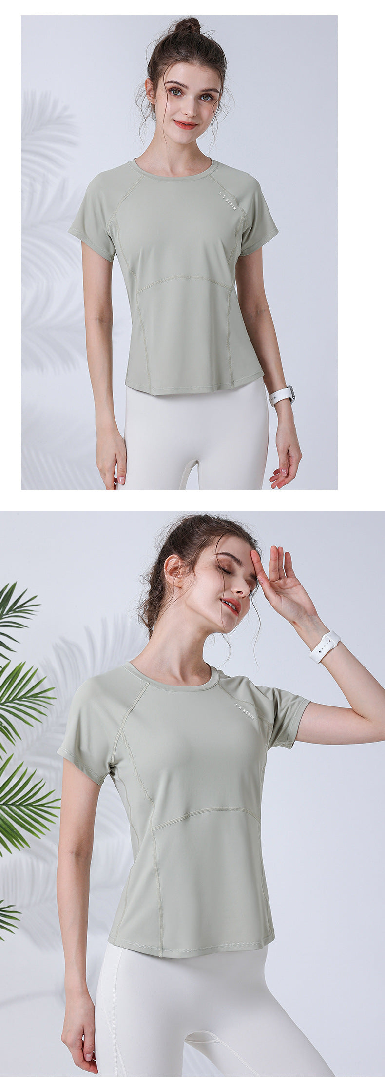 waist thin fitness clothes back laser punching heat dissipation running sports short-sleeved T-shirt women