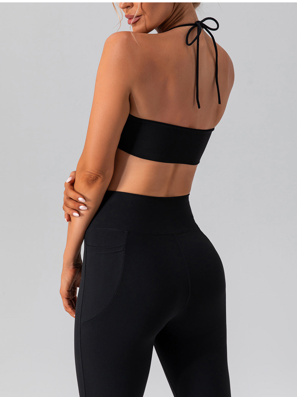 2023.08 Summer hanging neck yoga clothing bra outdoor sexy suspenders fitness yoga vest quick-drying sports underwear for women