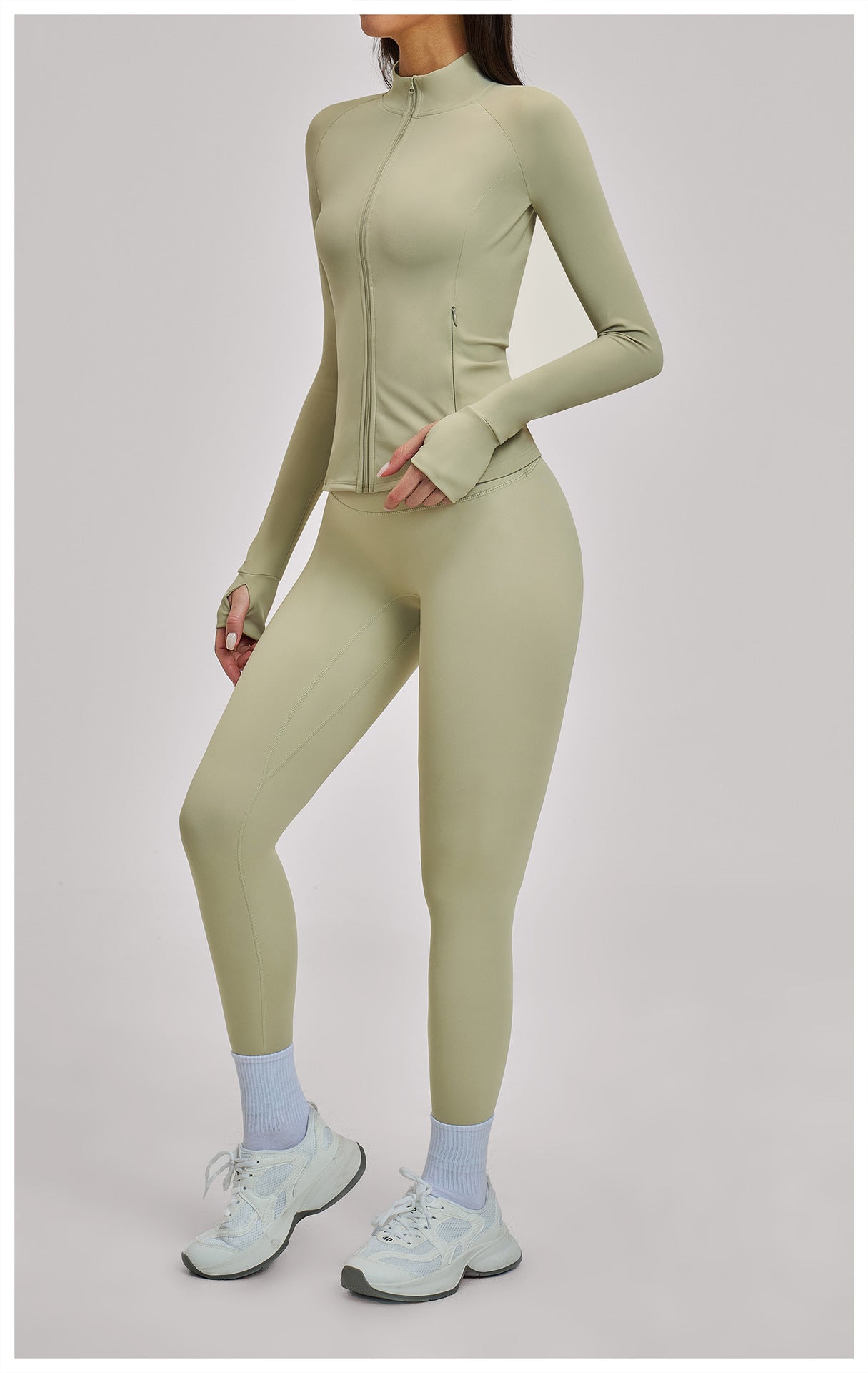 03/2026 Women's Zipper Casual Yoga Set, Brushed Outdoor Cycling Running Sports Fitness Set 4510