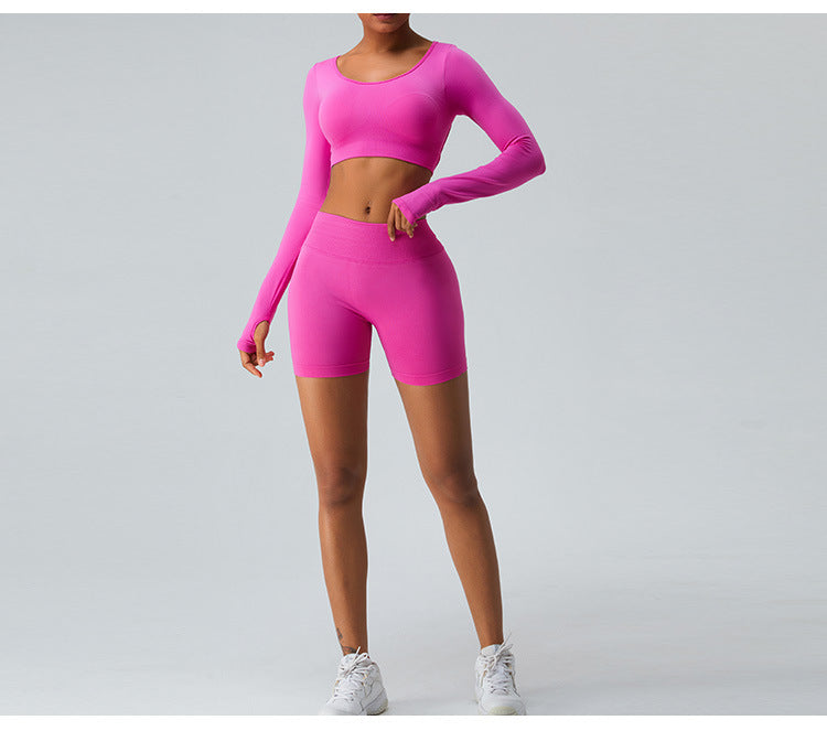 2023.09 Yoga shorts Women's V-waist peach butt lift seamless fitness pants wear tight abdominal compression sports shorts