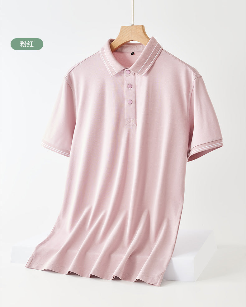 Mulberry silk POLO shirt men's light luxury high-end business casual short-sleeved 2023 spring and summer new men's lapel T-shirt