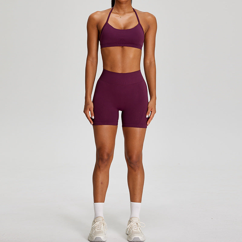 03/2026 New European and American style seamless halter neck bra for women with adjustable shoulder straps, sports bra, push-up and shockproof, fitness wear, yoga wear