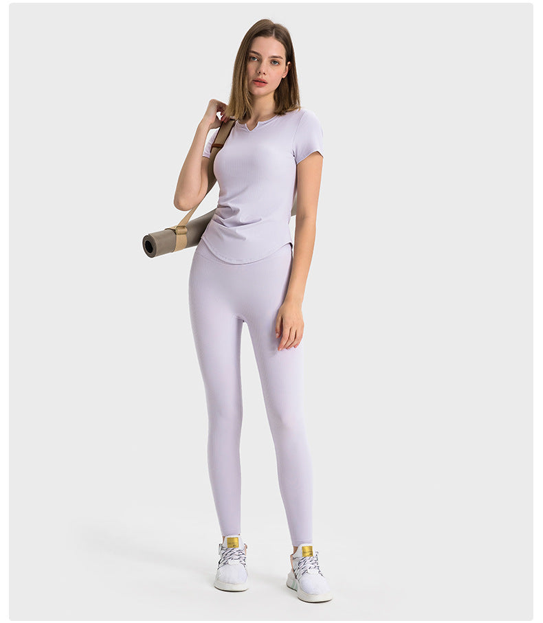 SPR pumped strip ribbed without embarrassing line high waist hip-lifting yoga pants for women wearing belly-holding fitness sports nine-point pants