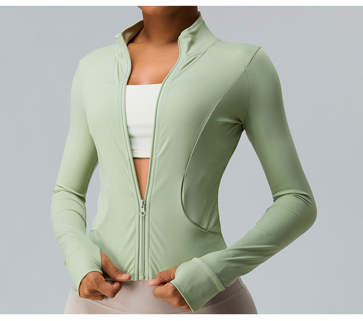 2023.09 Autumn new cloud sense zipper yoga coat female slimming long sleeve fitness coat quick drying sports coat