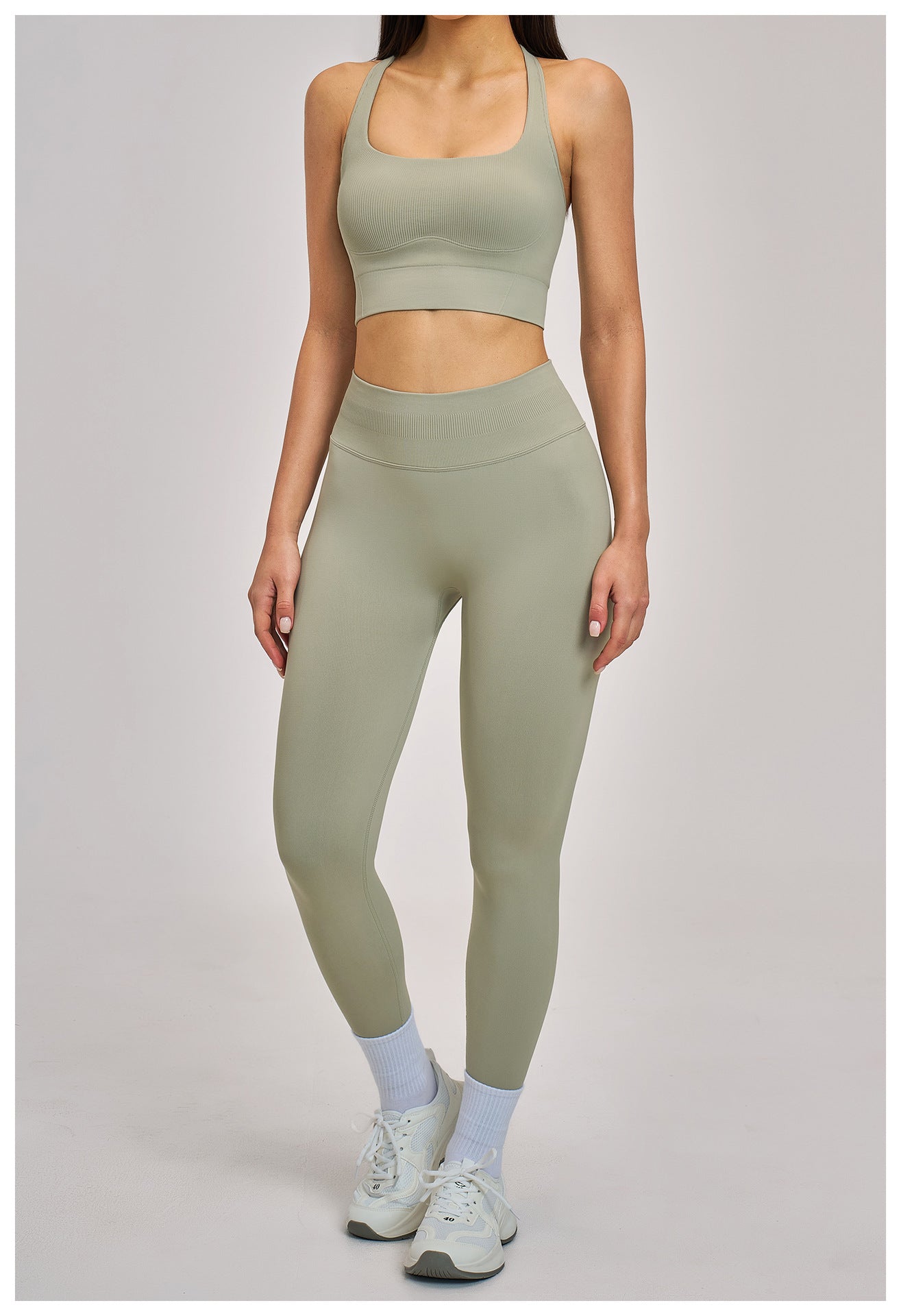 03/2026 Wholesale FOUREGG #5518 Seamless Yoga Set, Racerback Fitted Fitness Suit, High Elastic Running Sports Set for Women, 5518