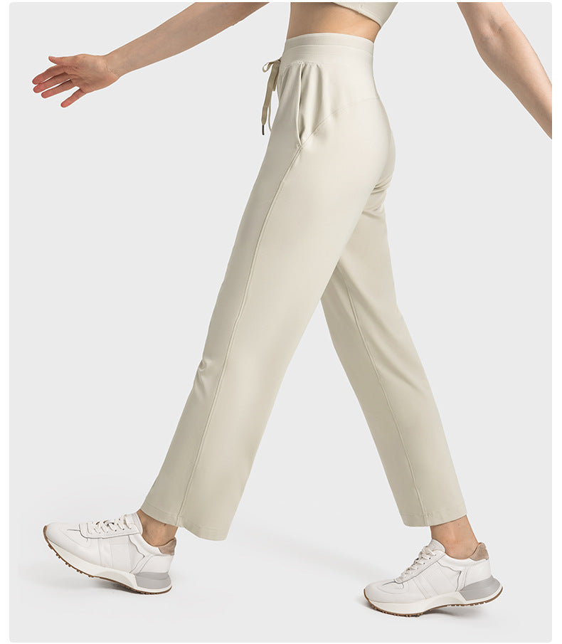 Hyosung Spandex Straight Casual All-match Sports Trousers Women's High Waist Abdominal Training Fitness Yoga Pants