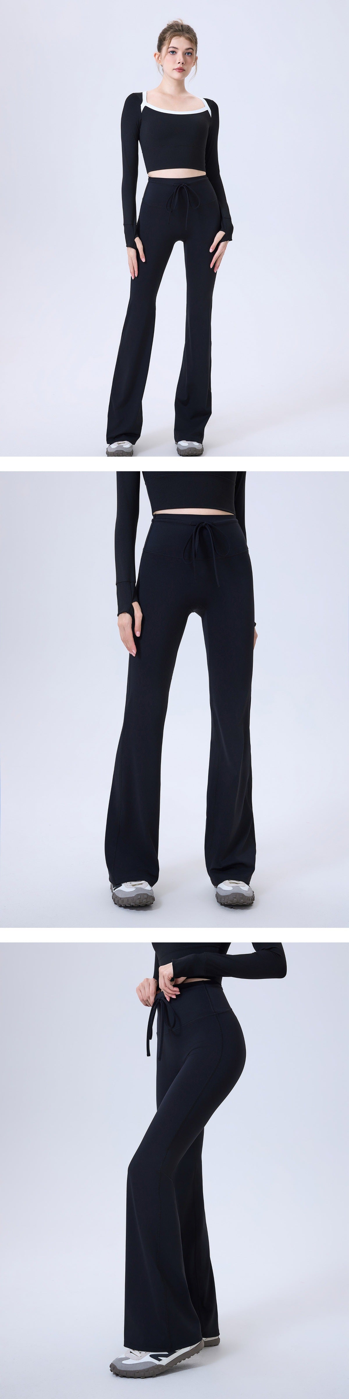 10/2025 High-waisted, tummy-control, seamless, anti-rolling drawstring long pants for women, suitable for running, fitness, and yoga.