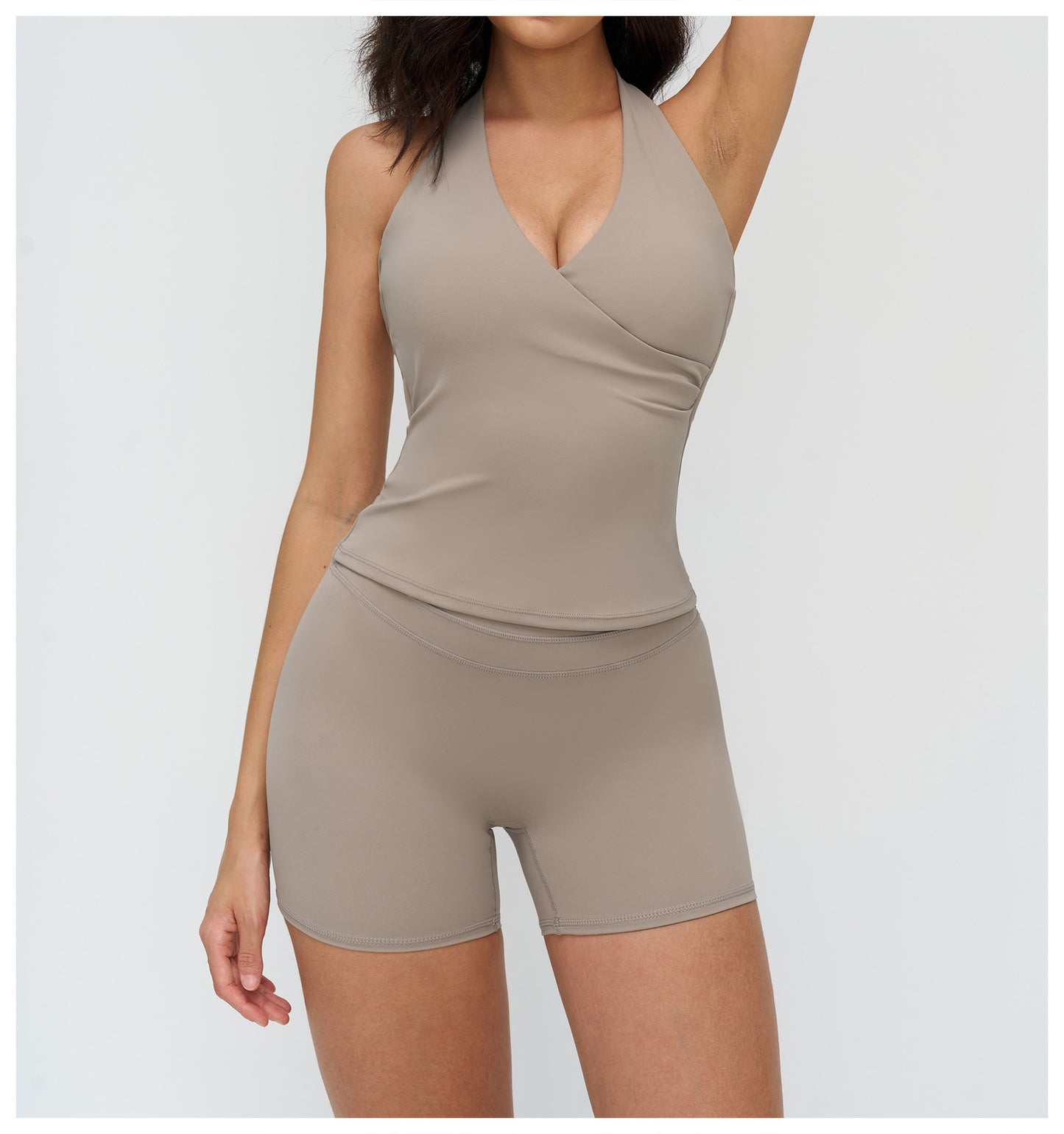 12/2025 V-neck halter yoga vest, tight brushed back beauty sports vest, outdoor running fitness underwear 3109