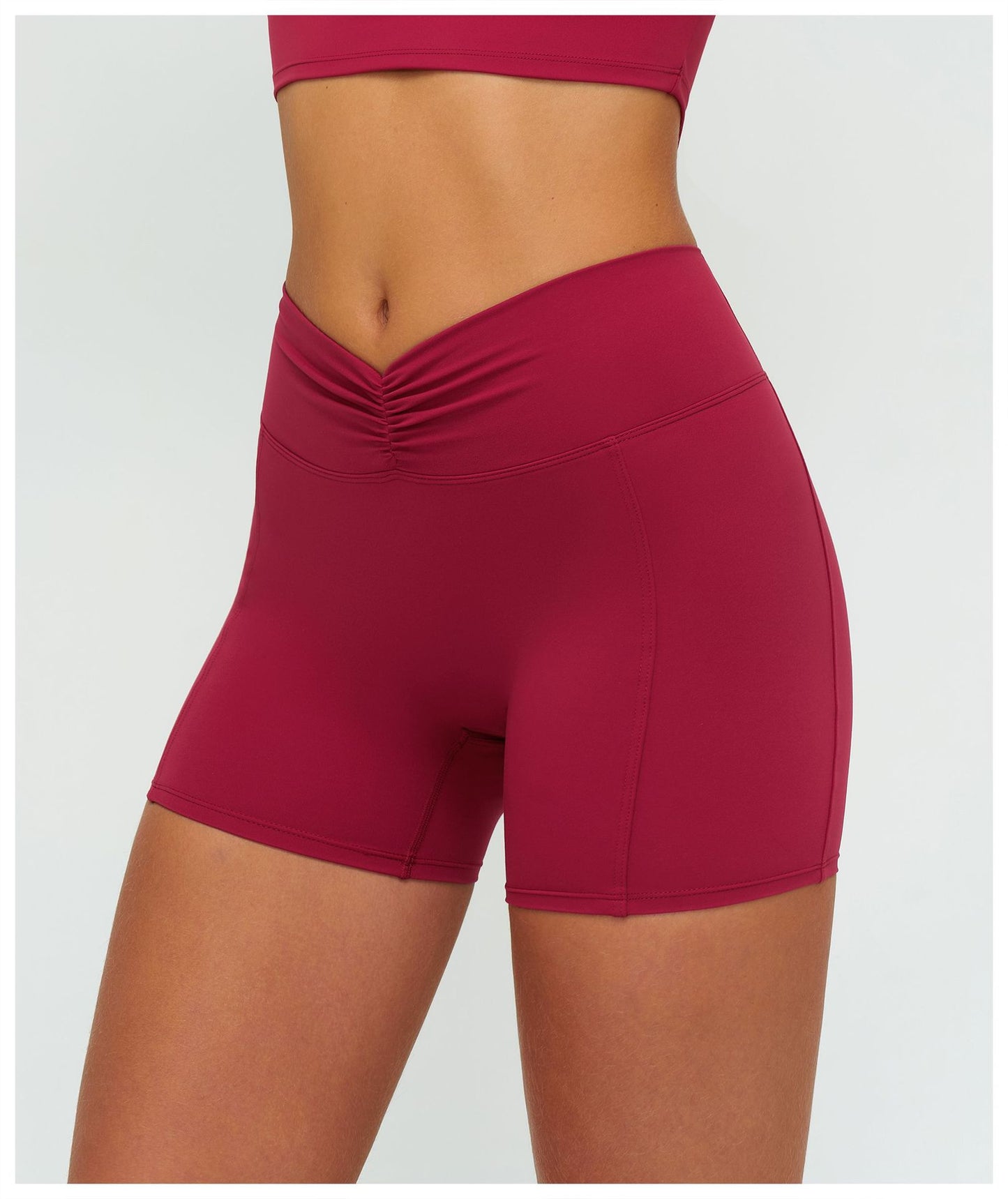12/2025 Women's high-waisted, brushed yoga shorts with pleats and hip-lifting design, perfect for outdoor running and sports (style number 9313).