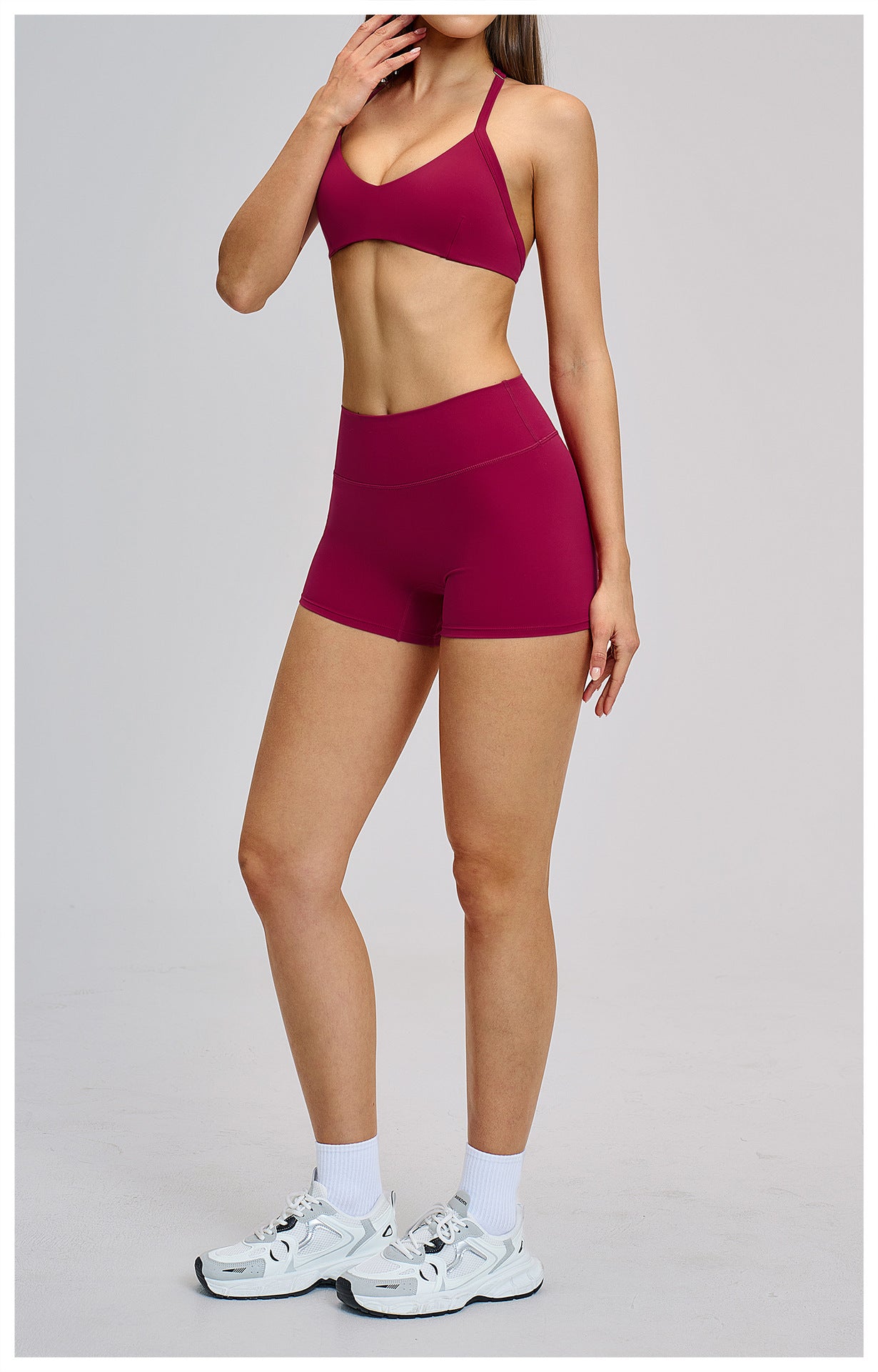 03/2026 Brushed Fleece Sports Yoga Set with Hollow Neck and Beautiful Back - Sports Running Fitness Set 4201