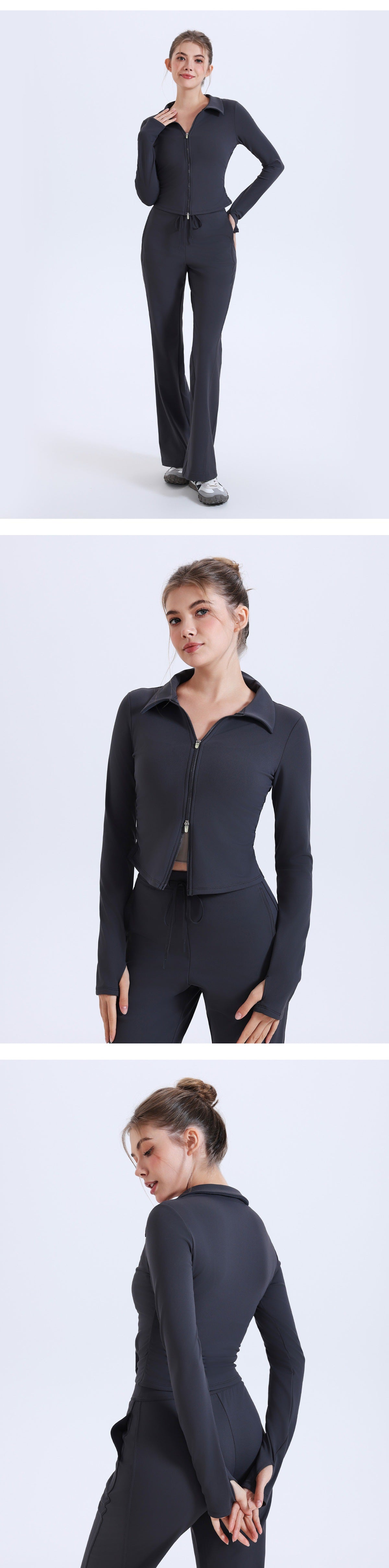 11/2025 Women's Autumn/Winter Fleece-Lined, Bare-Feel Running/Fitness Sports Jacket, Slim Fit, Yoga Suit, Long Sleeve, Turn-Down Collar, Zipper